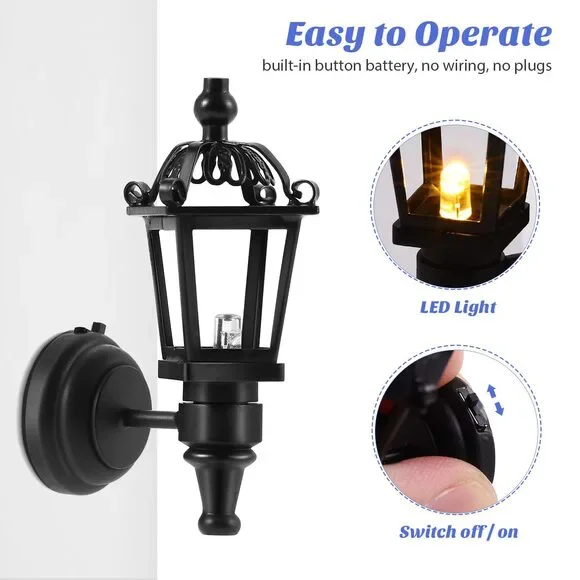 1:12 Scale Vintage LED Wall Light For Dollhouses 1:12 Scale Dollhouse Miniature Wall Lamp - Vintage LED Battery Operated Light For DIY Dollhouse Rooms Dollhouse Accessories